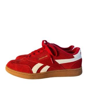 Reebok Forte Lounger Red Suede Women's Casual Comfort Sneaker White Trim